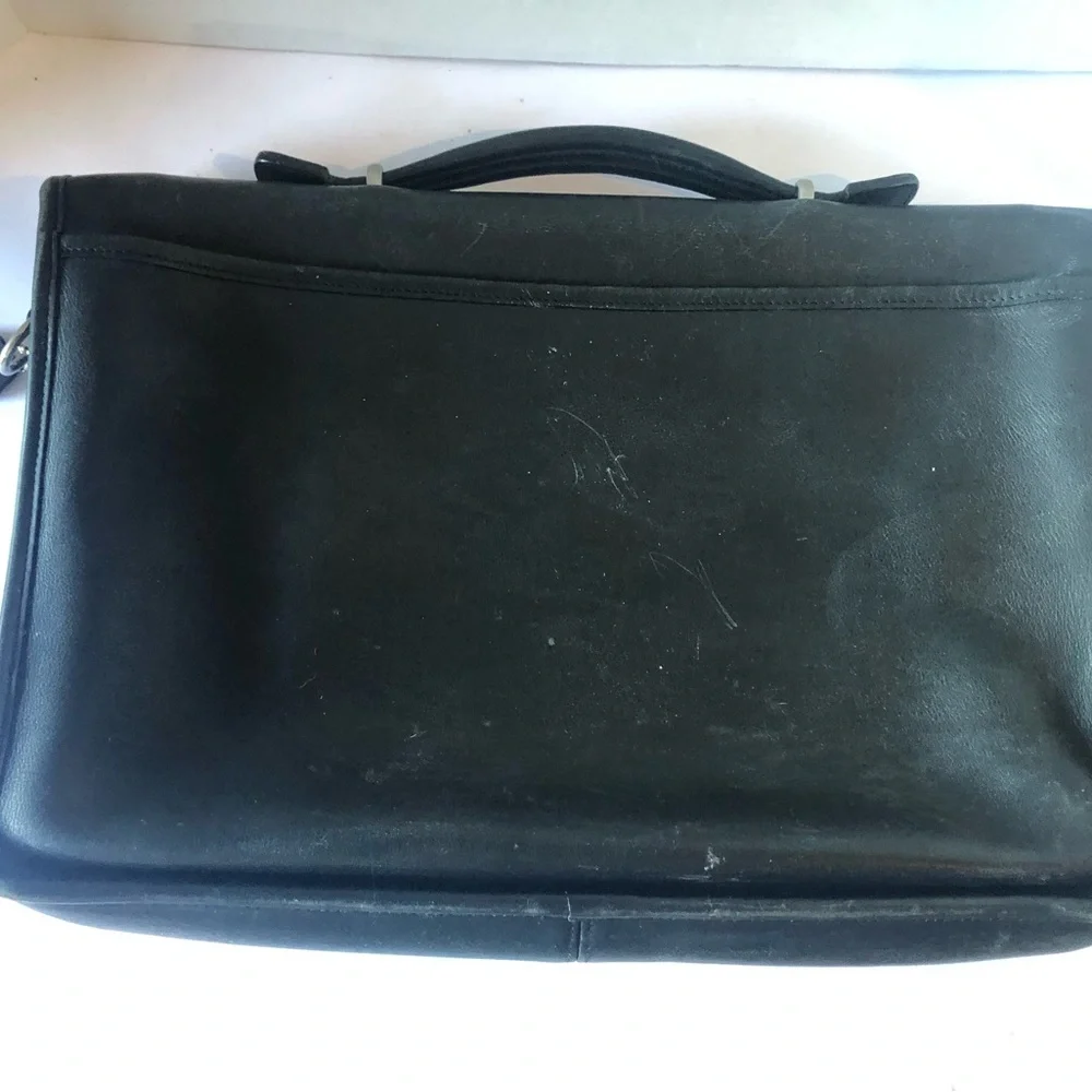 Coach Black Leather Briefcase with Turnlock